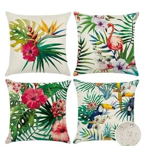 4 Pcs Decorative floral‎ bird pillow cases 18x18